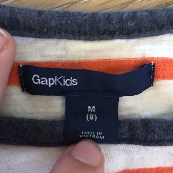 Gap Kids Red and White Striped Short Sleeved Tee, Girls 8 - Picture 3 of 3